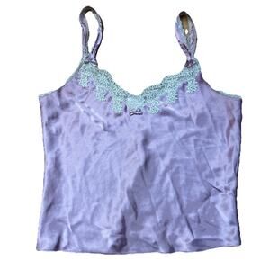 Vtg Pink Satin Lace Camisole Women’s Medium Y2K Lingerie Top Coquette Softgirl